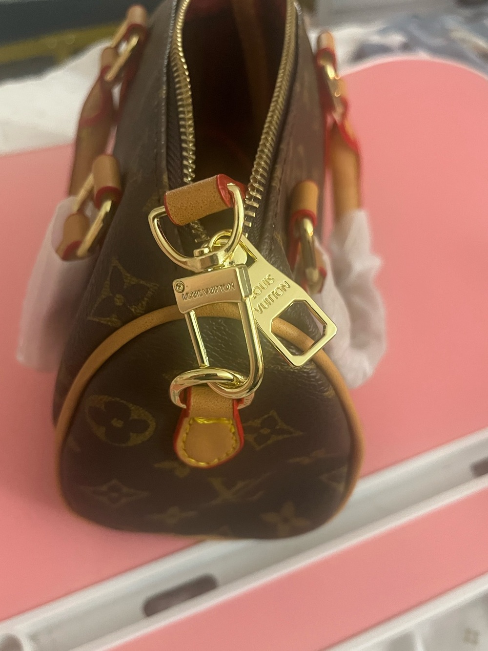 Mini Satchel in Monogram Canvas with Vachetta Trim - Picture 4 of 5